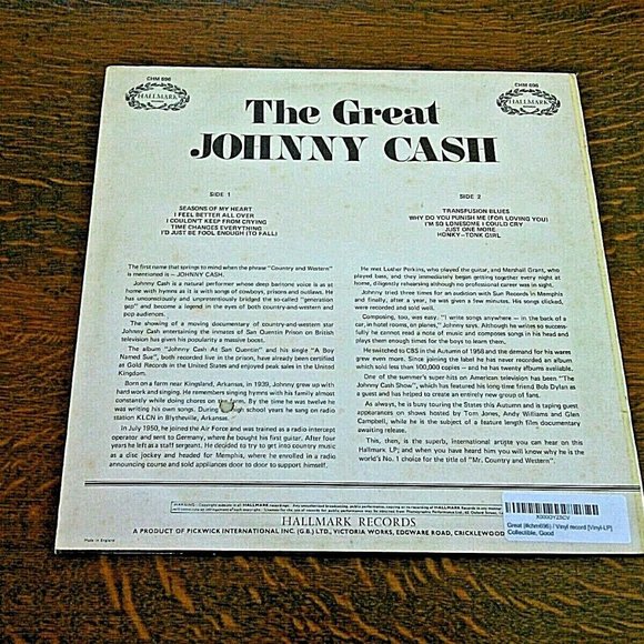 Vinyl Record Johnny Cash Great Country Music Man In Black Hallmark Album 1970 - Picture 11 of 16